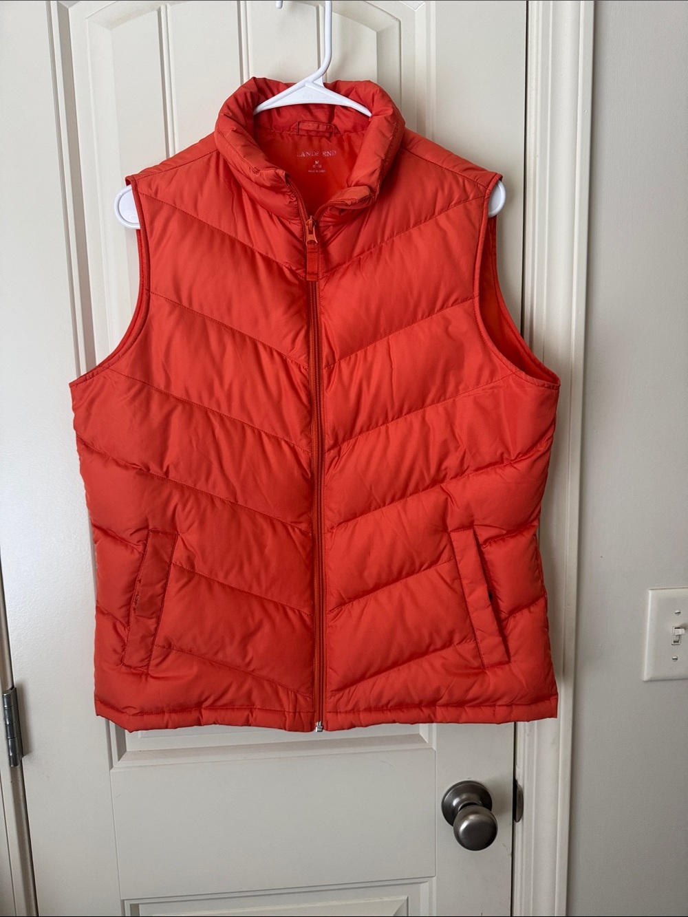 Lands' End Orange Quilted Packable Puffer Vest
